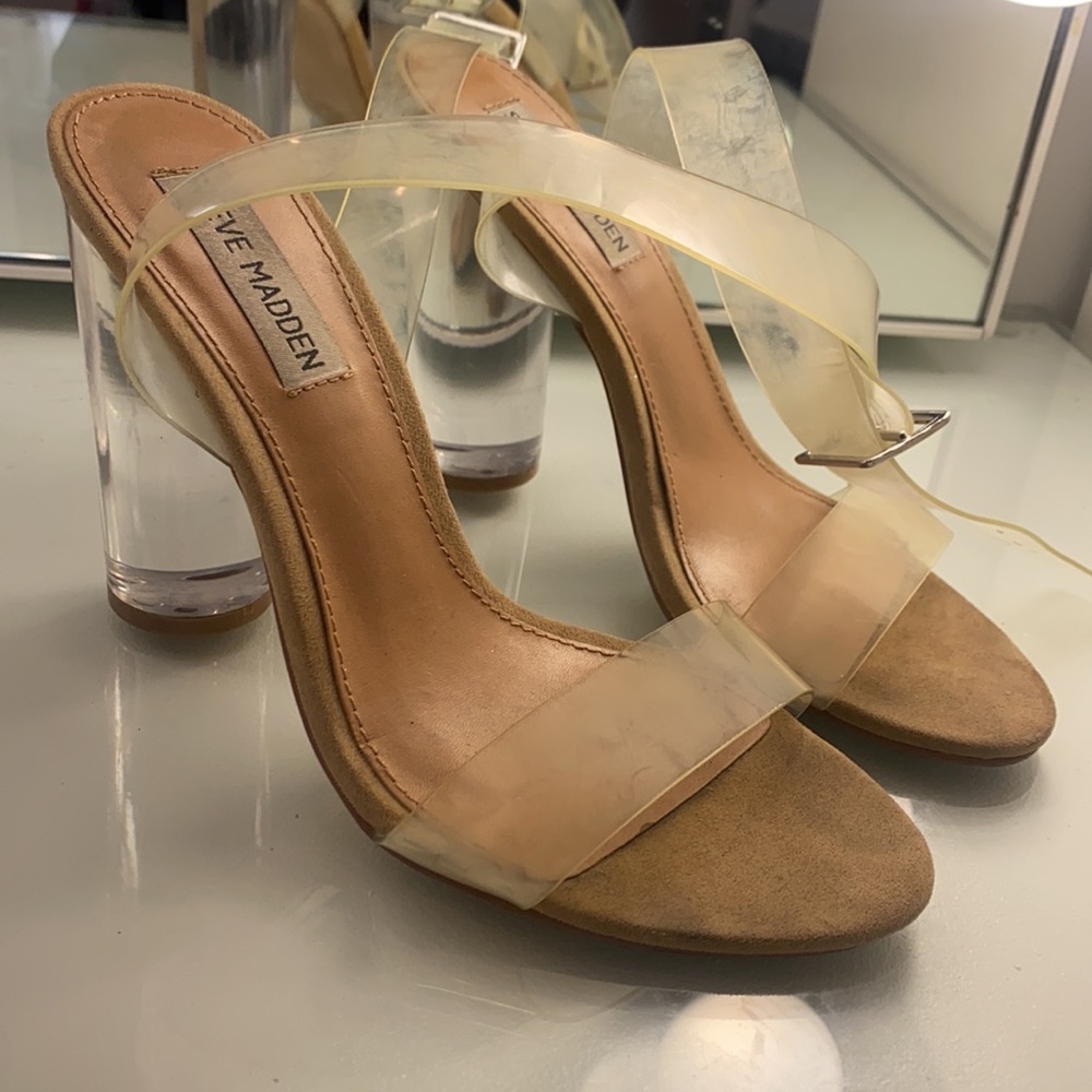 Steve Madden See Through Clear Block High Heels S… - image 1
